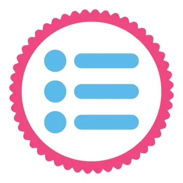 Items flat pink and blue colors round stamp icon Stock Illustration