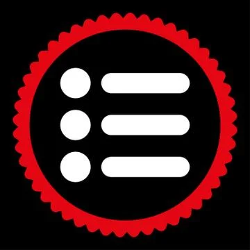 Items flat red and white colors round stamp icon Stock Illustration
