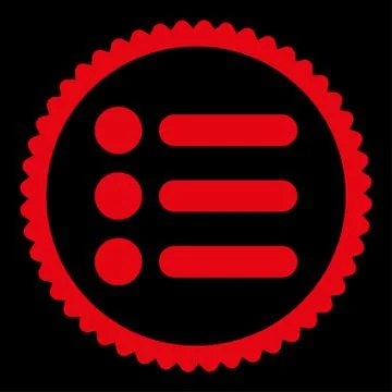 Items flat red color round stamp icon 스톡 일러스트