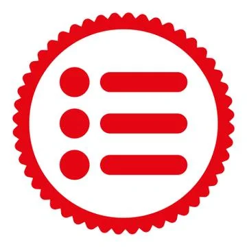 Items flat red color round stamp icon イラスト素材