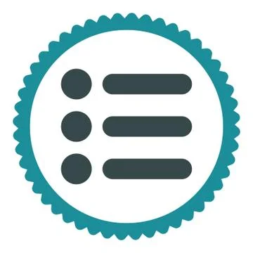 Items flat soft blue colors round stamp icon Stock Illustration