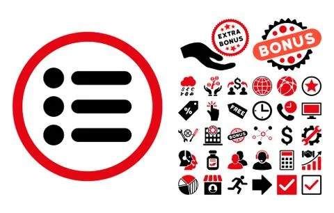 Items Flat Vector Icon with Bonus 스톡 일러스트