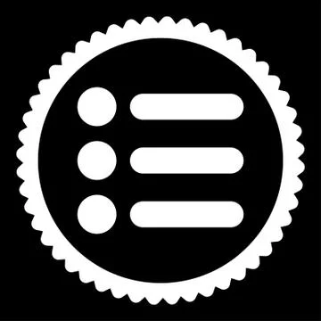 Items flat white color round stamp icon 스톡 일러스트