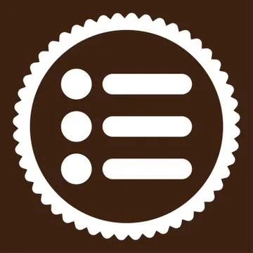 Items flat white color round stamp icon 스톡 일러스트