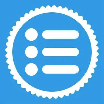 Items flat white color round stamp icon 스톡 일러스트