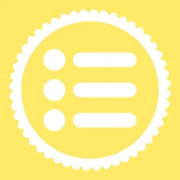 Items flat white color round stamp icon 스톡 일러스트