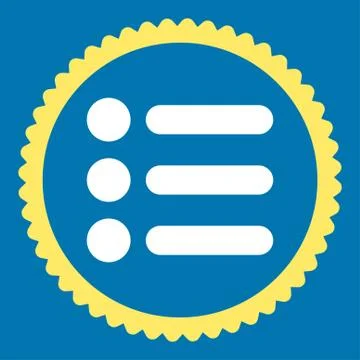 Items flat yellow and white colors round stamp icon 스톡 일러스트