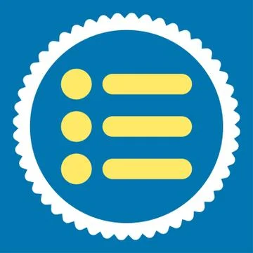 Items flat yellow and white colors round stamp icon 스톡 일러스트