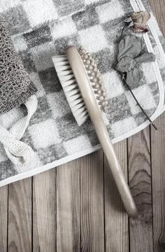 Items needed for a bath or sauna Stock Photos