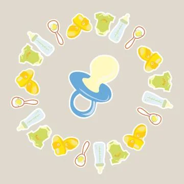 Items for newborns Stock Illustration