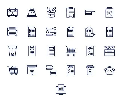 Items Professional Vector Set with 25 Regular Line Editable 64x64 Icons Stock Illustration