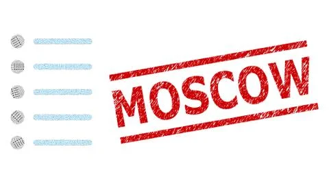 Items Recursive Collage of Items Icons and Scratched Moscow Seal イラスト素材
