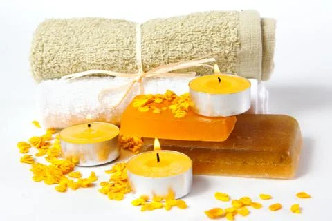 Items for relaxation in the bathroom and bathing Stock-Fotos