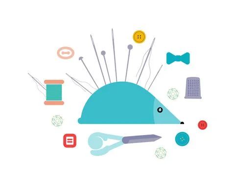 Items for sewing and needlework. Illustration. Stock Illustration