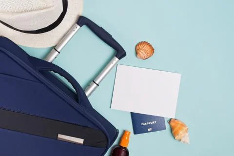 Items for summer vacationl flat lay. Stock Photos