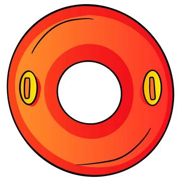 Items for swimming circle inflatable with handles red in cartoon style Stock Illustration