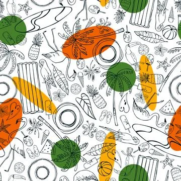 Items for swimming on the water. Vector  pattern. Stock Illustration