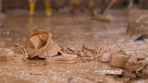 Items washed away in flood Stock Footage 294085750