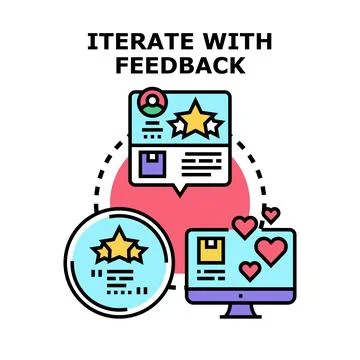 Iterating product development process with customer feedback Stock Illustration