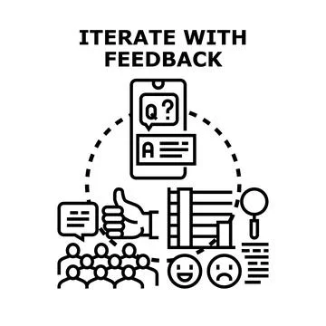Iterating product service with user feedback concept Stock Illustration