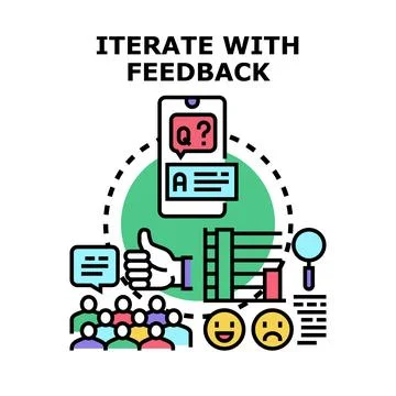 Iterating product service with user feedback concept Stock Illustration