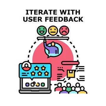 Iterating products with user feedback and satisfaction analysis Illustrazione stock