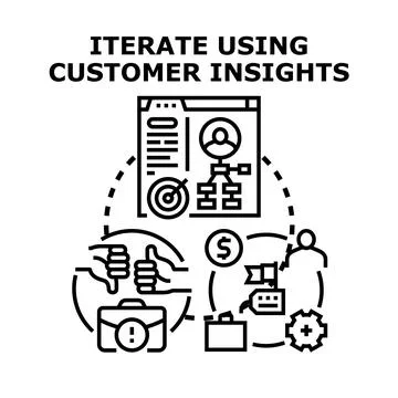 Iterating using customer insights and feedback process Stock Illustration