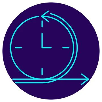 Iteration icon. Vector pictogram with thin lines on a round dark blue backgro 스톡 일러스트