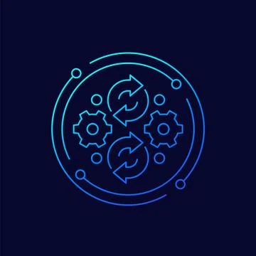 Iteration, iterative process icon, linear design Illustrazione stock