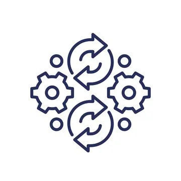 Iteration, iterative process line icon 스톡 일러스트