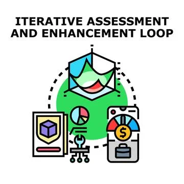 Iterative assessment and enhancement loop vector concept Stock Illustration