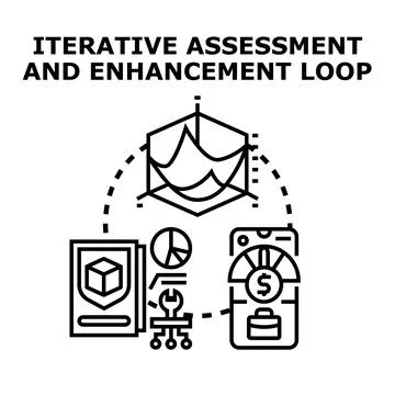 Iterative assessment and enhancement loop vector concept Stock Illustration
