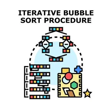 Iterative bubble sort procedure algorithm developing Stock-Illustration