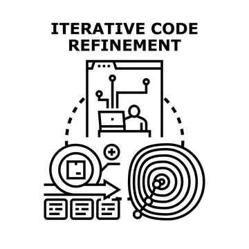 Iterative code refinement concept representing development process 스톡 일러스트