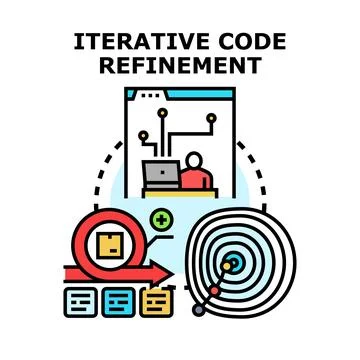 Iterative code refinement concept representing development process Stockillustratie