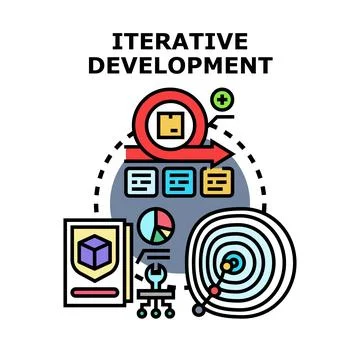 Iterative development cycle concept achieving business goals Stock Illustration