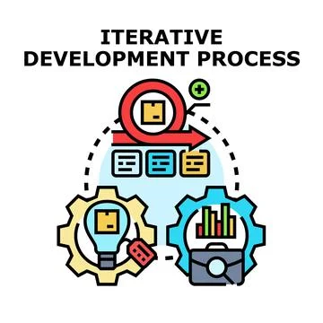 Iterative development process loop concept planning strategy Stock Illustration