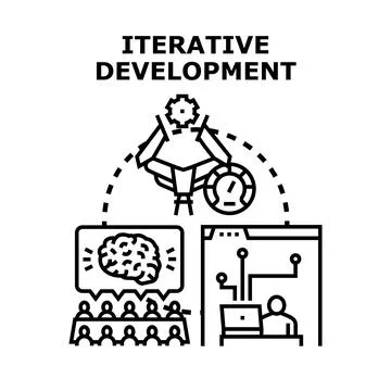 Iterative development process planning and repeating cycles Illustrazione stock