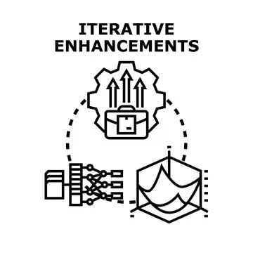 Iterative enhancements improving business analytics and data optimization Stock Illustration