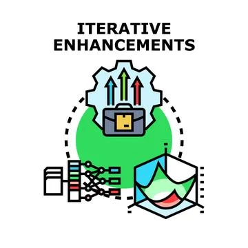 Iterative enhancements improving business analytics and data optimization Stock Illustration