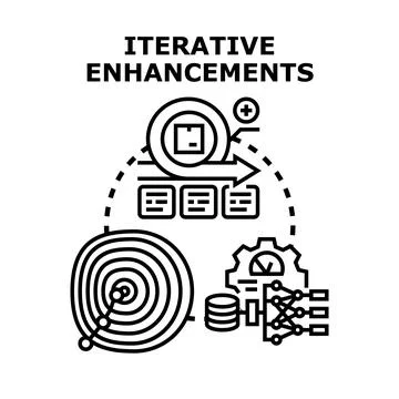 Iterative enhancements process improving business workflow development Stock Illustration