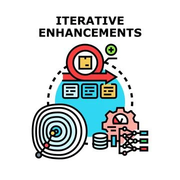 Iterative enhancements process improving business workflow development Stock Illustration
