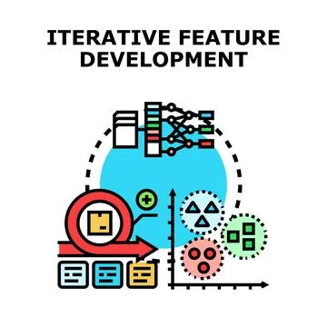 Iterative feature development process agile methodology concept Stock Illustration