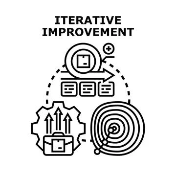 Iterative improvement process reaching business goals Stock Illustration