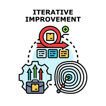 Iterative improvement process reaching business goals 스톡 일러스트