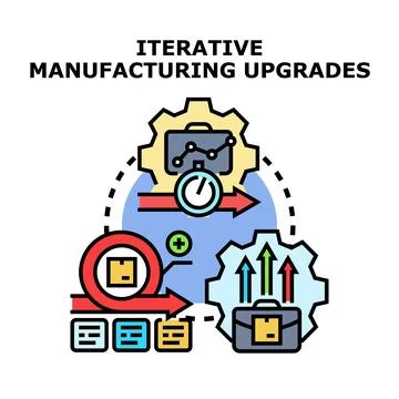 Iterative manufacturing upgrades improving production process Stock Illustration