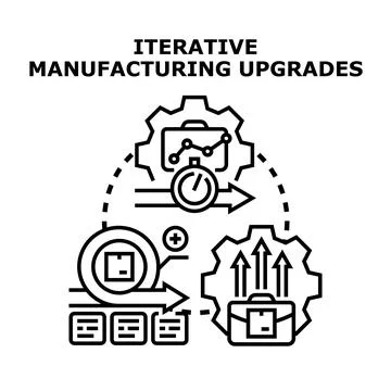Iterative manufacturing upgrades improving production process Stock Illustration