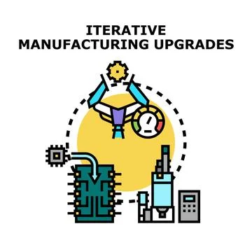 Iterative manufacturing upgrades process concept Illustrazione stock