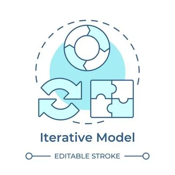 Iterative model soft blue concept icon Stock Illustration