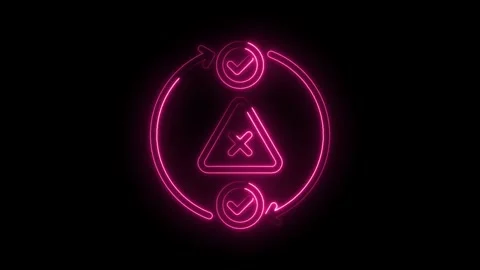 Iterative process loop with error correction pink neon style on black backg.. Stock Footage 346003192